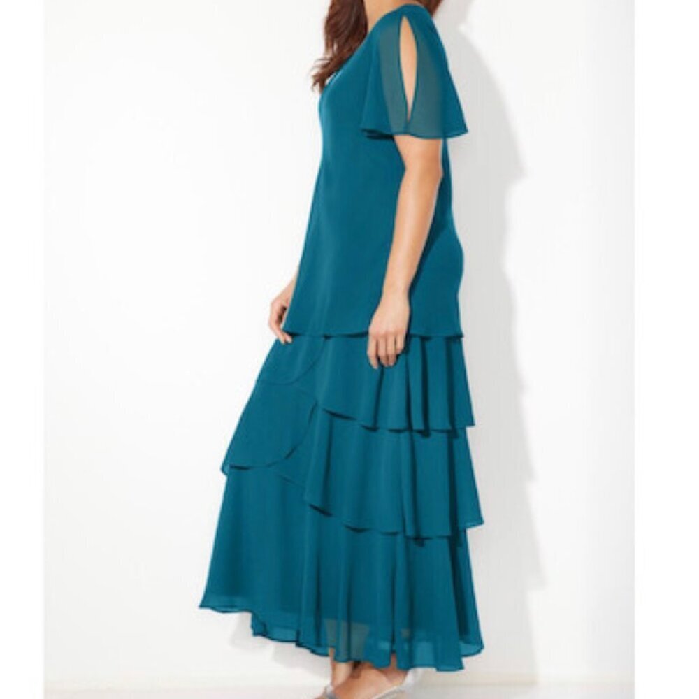 Catherines Teal Tiered Maxi Dress - Picture 2 of 7